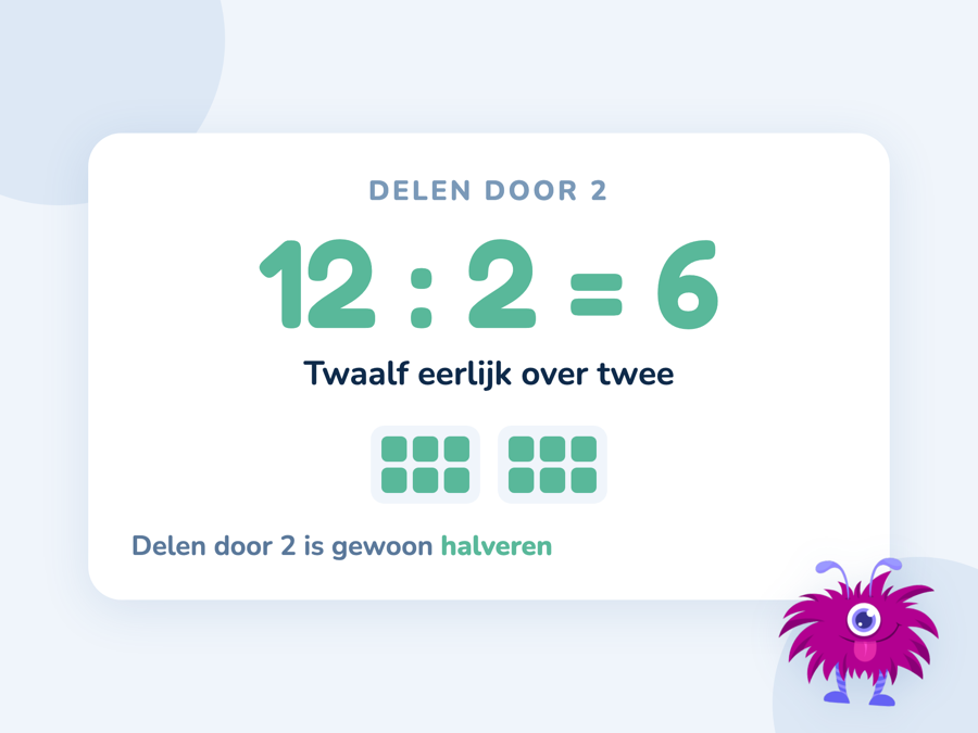 Twaalf blokjes verdeeld over twee even grote groepjes van zes