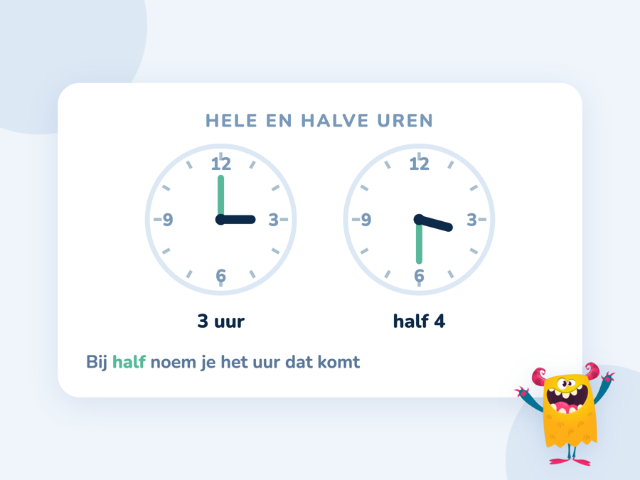 Twee klokken naast elkaar die 3 uur en half 4 aanwijzen, met de kleine wijzer die bij half tussen de 3 en de 4 staat