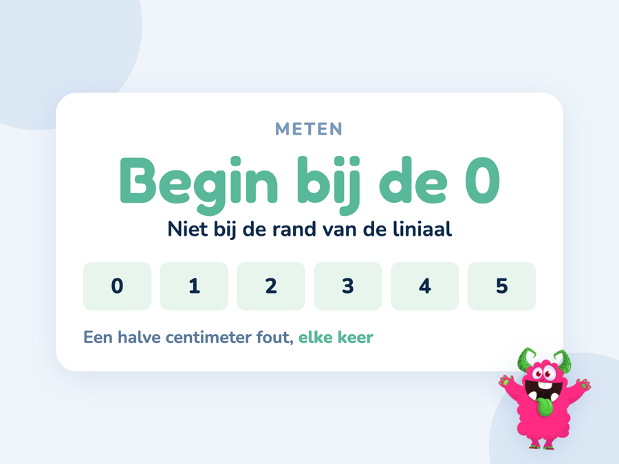 Een kaart met een liniaal waarop het meten bij de nul begint en niet bij de rand