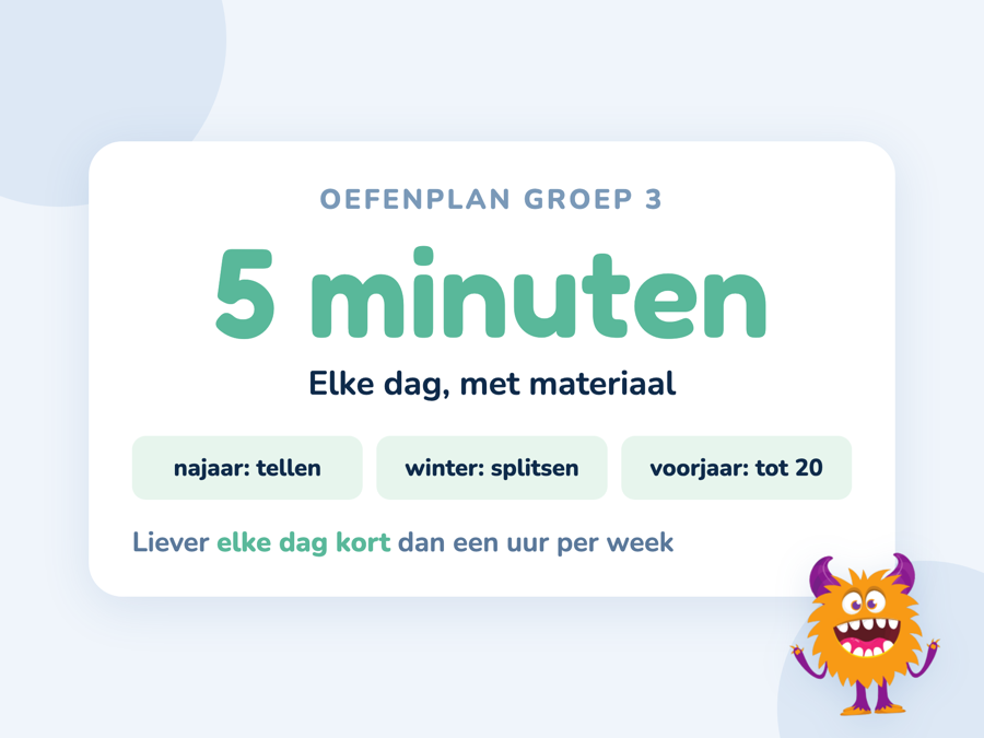 Een kaart met een oefenplan voor groep 3 verdeeld over najaar, winter en voorjaar