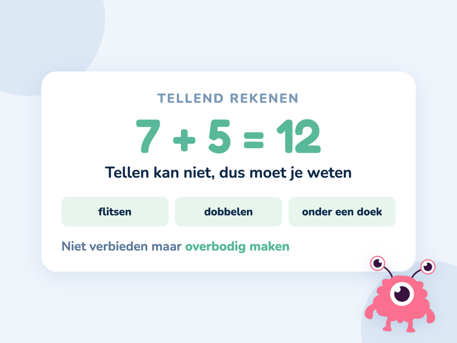 Een kaart met zes werkvormen waarbij tellen onmogelijk is, van flitsen tot dobbelen met stippen
